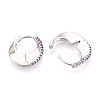 Brass Micro Pave Zirconia Moon Hoop Earrings EJEW-T048-37B-P-3