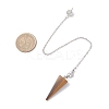 Natural Tiger Eye Cone Pendant Dowsing Pendulums HJEW-JM03967-3