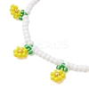Floral Glass Seed Bead Charm Bracelets for Women BJEW-MZ00306-02-3
