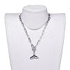 Whale Tail 304 Stainless Steel Pendant Necklaces NJEW-JN02701-4