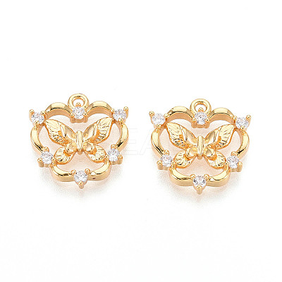 Brass Micro Pave Cubic Zirconia Pendants X1-KK-N263-77B-G-1