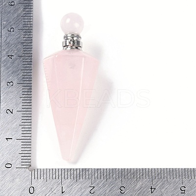 Natural Rose Quartz Faceted Cone Openable Perfume Bottle Big Pendants G-L524-18P-12-1