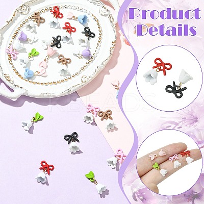 24Pcs 8 Colors Lily of the Valley Alloy Cabochons MRMJ-CJ0001-30-1