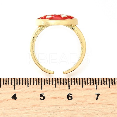 Brass Enamel Cuff Open Rings for Women RJEW-F184-10A-G-1