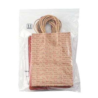 12Pcs 5 Styles Valentine's Day Heart Printed Paper Bags CARB-FS0001-07-1