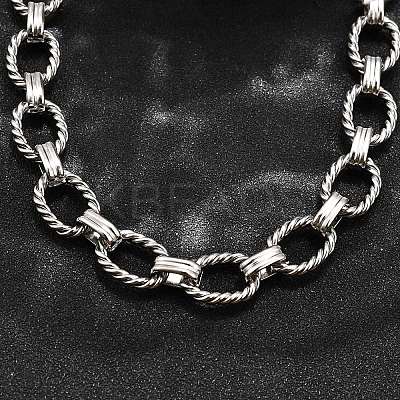 304 Stainless Steel Twisted Oval Link Chain Necklaces NJEW-R023-13P-1