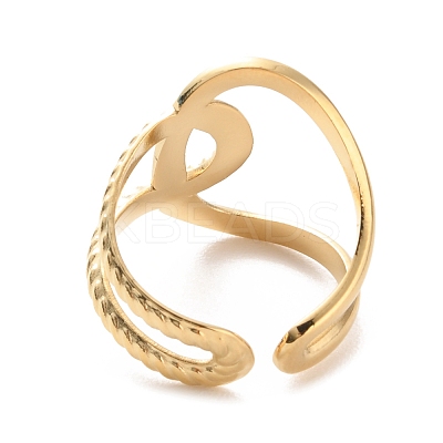 304 Stainless Steel Hollow Knot Open Cuff Rings RJEW-D002-43G-1