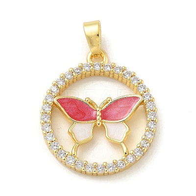 Brass Micro Pave Cubic Zirconia Enamel Pendants KK-G517-04G-01-1
