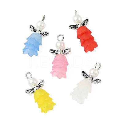 50Pcs 5 Colors ABS Plastic Imitation Pearl & Acrylic Pendant PALLOY-JF03939-1