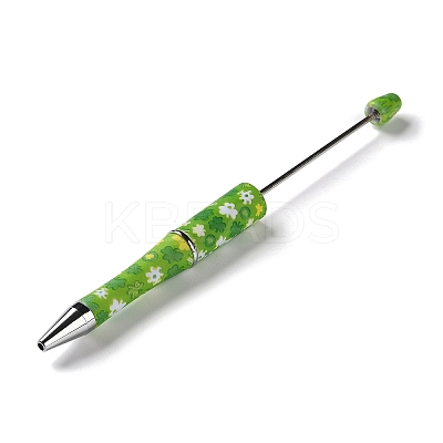 Clover Pattern Plastic Beadable Pens AJEW-P115-01C-1