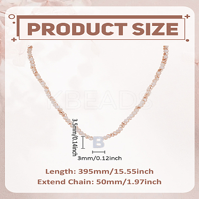 1Pc Glass Rondelle Beaded Necklaces NJEW-LP0007-23B-1