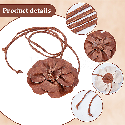 PU Leather Flower Knot Tie Waist Belts AJEW-GF0014-11A-1