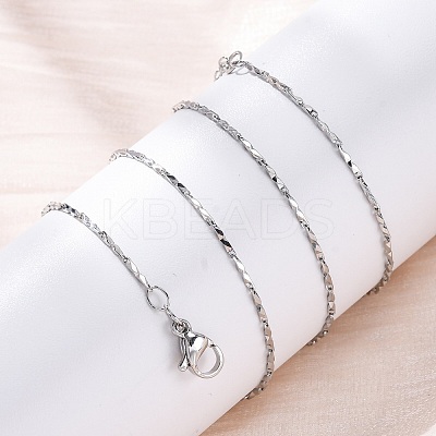 Brass Textured Bar Link Chain Necklaces NJEW-D302-65P-1