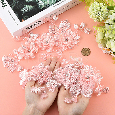2Pcs 2 Styles Polyester Silk Lace Cloth Patches DIY-CY0002-01-1