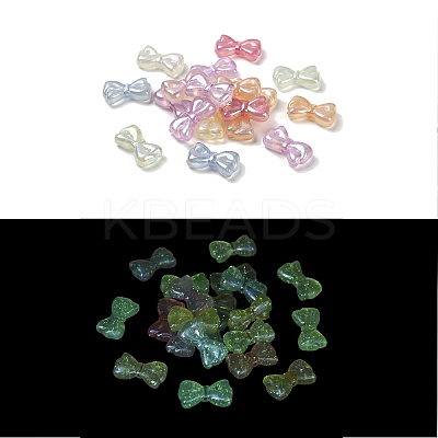 Bowknot UV Plating Luminous Rainbow Iridescent Acrylic Beads LACR-R001-03A-1