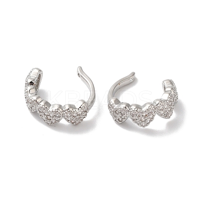 Heart Brass Micro Pave Cubic Zirconia Cuff Earrings for Women EJEW-P281-04P-1
