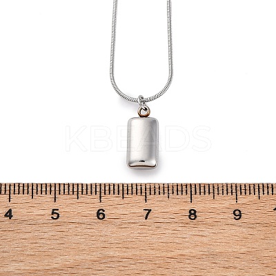 304 Stainless Steel Rectangle Pendant Snake Chain Necklaces for Women Men EJEW-Z044-02P-1