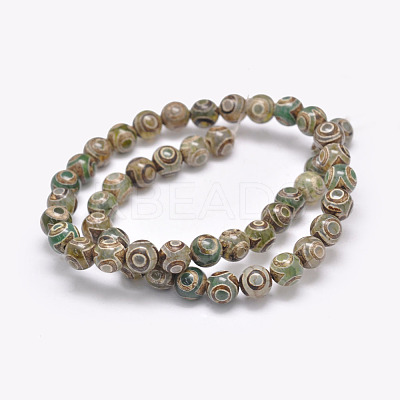 Natural Tibetan 3-Eye dZi Agate Beads Strands G-F354-05-1