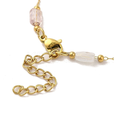 304 Stainless Steel with Glass Necklaces LS-NJEW-B077-09G-1