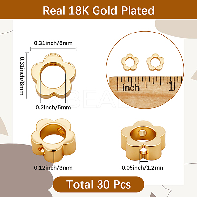 30Pcs Brass Bead Frame KK-SC0006-49-1