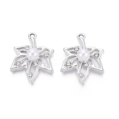 Alloy with ABS Imitation Pearl & Crystal Rhinestone & Acrylic Pendants PALLOY-Q466-04P-01-1