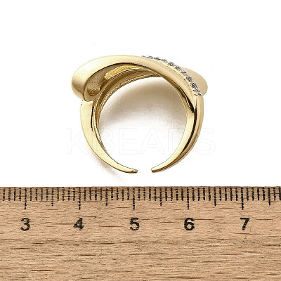 Brass Micro Pave Clear Cubic Zirconia Cuff Rings for Women RJEW-G347-04G-1