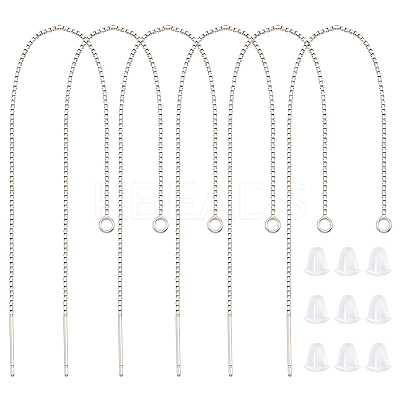Anti-Tarnish 3 Pairs Rhodium Plated 925 Sterling Silver Stud Earring Findings STER-BBC0006-73A-1