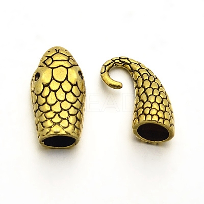 Tibetan Style Alloy Hook and Snake Head Clasps TIBE-N011-040AG-RS-1
