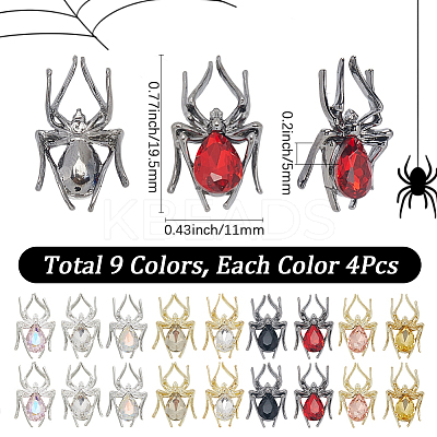 36Pcs 9 Colors Alloy Rhinestone Cabochons FIND-SP0004-45-1