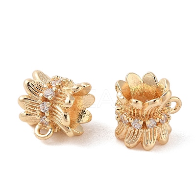 Brass Pave Clear Cubic Zirconia Beads KK-N256-08G-G-1
