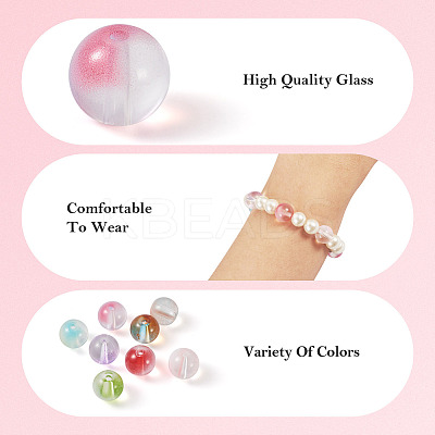 120Pcs 8 Colors Transparent Glass Beads GLAA-CW0001-05-1
