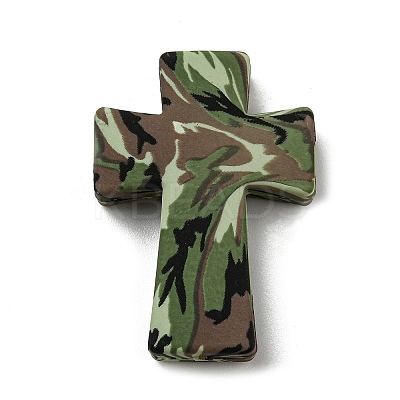 Cross with Flower Silicone Focal Beads SIL-G006-02E-1