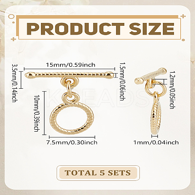 5Bags Eco-friendly Brass Toggle Clasps KK-LP0004-32-1