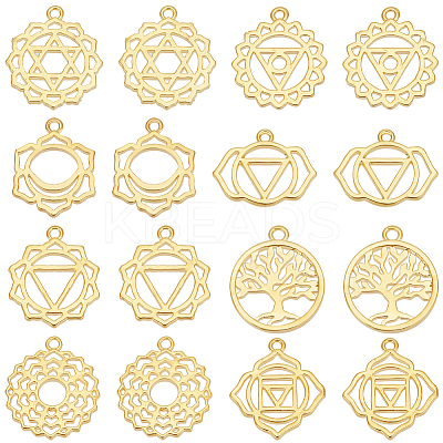 32Pcs 8 Styles Brass Pendants KK-PH0005-77-1