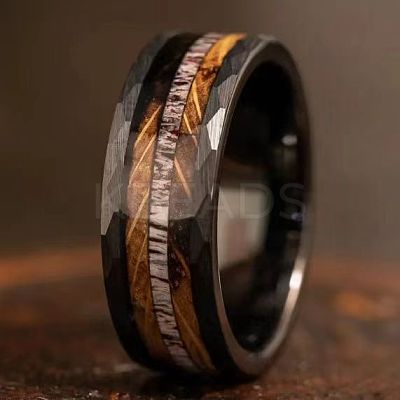 304 Stainless Steel & Wood Finger Rings for Men WG79787-03-1