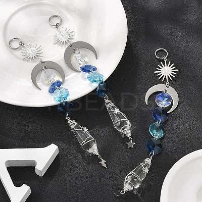 Wire Wrapped Bullet Glas Pendant Decoration HJEW-JM03122-02-1