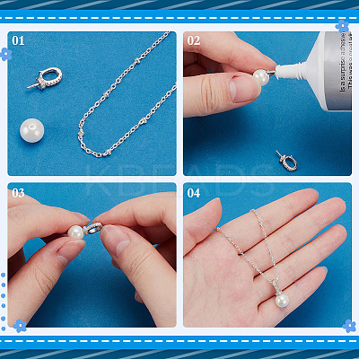 2Pcs 925 Sterling Silver with Crystal Rhinestone Pendant Bails STER-ME0001-24P-1