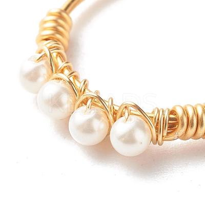 Round Shell Pearl Beads Finger Rings RJEW-TA00001-1