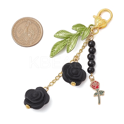 Silicone Rose Pendant Decorations HJEW-JM02590-03-1