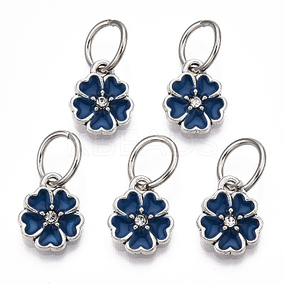 Enamel Style Flower Alloy Rhinestone Charms ENAM-S085-02-1