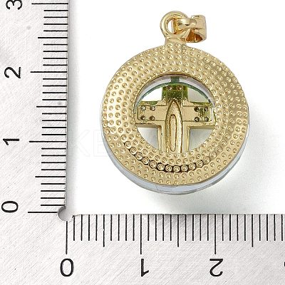 Brass Micro Pave Cubic Zirconia with Glass Pendents KK-Q815-01G-03-1