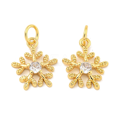 Rack Plating Brass Micro Pave Clear Cubic Zirconia Pendants KK-B093-04B-G-1