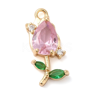 Brass Micro Pave Cubic Zirconia Pendants KK-G503-41G-1