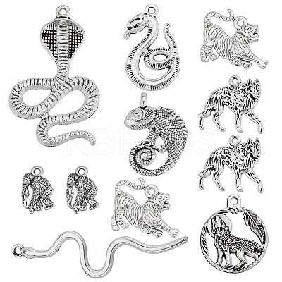 48Pcs 8 Styles Tibetan Style Alloy Pendants FIND-SC0018-09-1