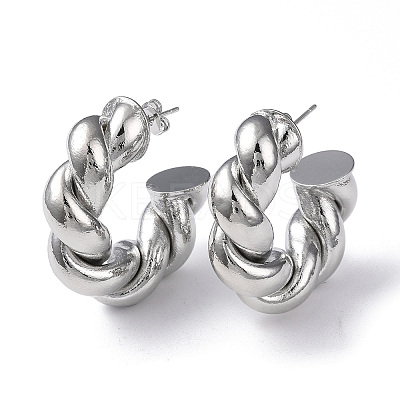 Rack Plating Brass Twist Rope Stud Earrings for Women EJEW-M215-01P-1