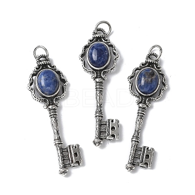 Key Brass Natural Sodalite Big Pendants KK-D361-01AS-25-1
