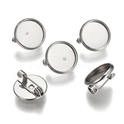 Tarnish Resistant 304 Stainless Steel Brooch Base Settings STAS-F191-04P-12mm-1