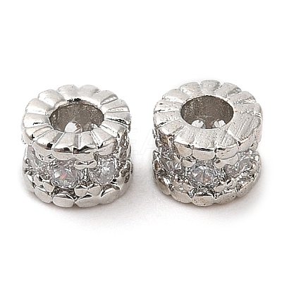 Rack Plating Brass Micro Pave Cubic Zirconia Beads KK-A186-03A-P-1