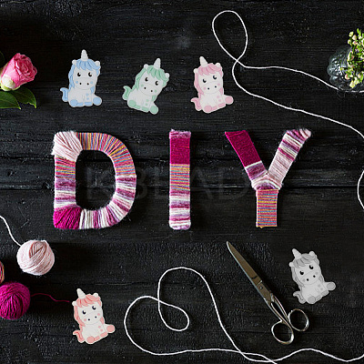 10Pcs 5 Colors  Unicorn Food Grade Eco-Friendly Silicone Beads SIL-DR0001-01-1