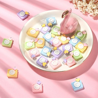 25Pcs 5 Colors Opaque Resin Pendants RESI-CJ0003-06-1